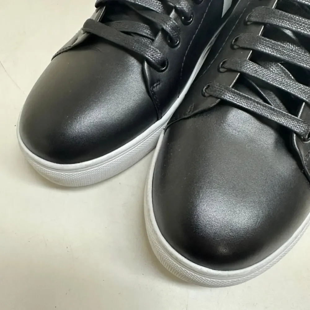 NWOT FCUK French Connection Triomphe Sneakers Black White Logo Leather High 10.5